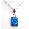 Silver Pendant with Inlay Created Opal