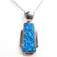 Silver Pendant with Inlay Created Opal