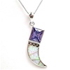 Silver Pendant with Inlay Created Opal and Tanzanite CZ