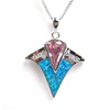 Silver Pendant with Inlay Created Opal, White and Pink CZ