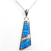 Silver Pendant with Inlay Created Opal and White Cz