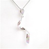 Silver Pendant with Inlay Created Opal and White CZ