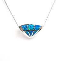 Silver Pendant w/ Inlay Created Opal