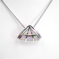 Silver Pendant w/ Inlay Created Opal