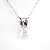 Silver Pendant w/ Inlay Created Opal