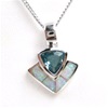 Silver Pendant with Inlay Created Opal and Blue Topaz