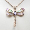 Silver Pendant (Rose Gold Plated) with Inlay Created Opal, White & Tanzanite CZ