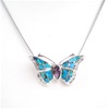 Silver Pendant with Inlay Created Opal, White and Amethyst CZ -