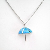Silver Pendant w/ Inlay Created Opal