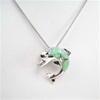Silver Pendant with Inlay Created Opal - Dolphin