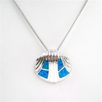 Silver Pendant w/ Inlay Created Opal