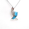Silver Pendant with Inlay Created Opal and White CZ
