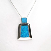 Silver Pendant with Inlay Created Opal