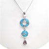 Silver Pendant with Created Opal, White & Pink CZ