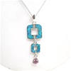 Silver Pendant with Created Opal, White & Pink CZ