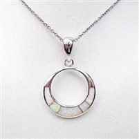 Silver Pendant with Inlay Created Opal