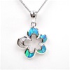 Silver Pendant with Inlay Created Opal & White CZ
