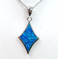 Silver Pendant w/ Inlay Created Opal