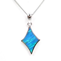 Silver Pendant with Inlay Created Opal