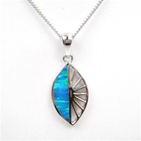 Silver Pendant with Inlay Created Opal
