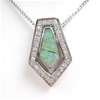 Silver Pendant with Inlay Created Opal & Wht CZ