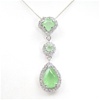 Silver Pendant (Rhodium Plated) w/ Jade and White CZ