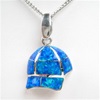 Silver Pendant with Inlay Created Opal - Baseball Hat
