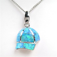 Silver Pendant with Inlay Created Opal