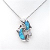 Silver Pendant with Inlay Created Opal & White CZ