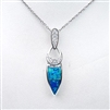Silver Pendant with Inlay Created Opal and White CZ