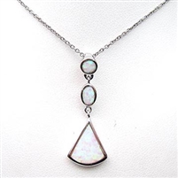 Silver Pendant with Inlay Created Opal