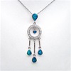 Silver Pendant with Inlay Created Opal and White CZ