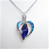 Silver Pendant with Created Opal, White & Tanzanite CZ