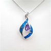 Silver Pendant w/ Inlay Created Opal, White & Tanzanite CZ