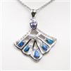 Silver Pendant with Inlay Created Opal, White and Tanzanite CZ