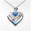 Silver Pendant with Inlay Created Opal and Tanzanite CZ