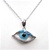 Silver Pendant with Inlay Created Opal, Light Blue & Black Enamel
