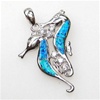Silver Pendant with Inlay Created Opal & White CZ - Seahorse