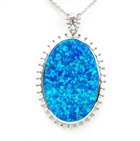 Silver Pendant with Inlay Created Opal