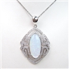 Silver Pendant with Inlay Created Opal and White CZ