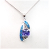 Silver Pendant with Inlay Created Opal and Tanzanite CZ