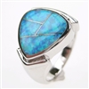 Silver Ring with Inlay Created Opal