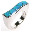 Silver Ring with Inlay Created Opal