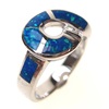 Silver Ring with Inlay Created Opal