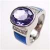 Silver Ring w/ Inlay Created Opal & White & Tanzanite CZ