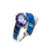 Silver Ring with Inlay Created Opal and Tanzanite CZ