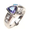 Silver Ring with Inlay Created Opal, White & Tanzanite CZ