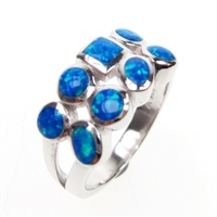 Silver Ring with Inlay Created Opal