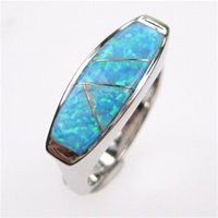 Silver Ring w/ Inlay Created Opal