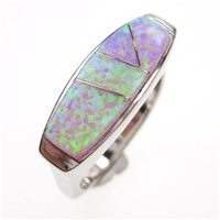Silver Ring w/ Inlay Created Opal